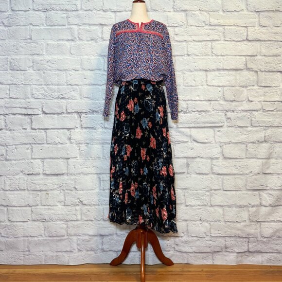 Lily and Lionel Black Floral Star Print Pleated Midi Skirt - Picture 5 of 9